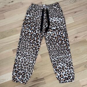 Victoria's Secret Animal Print Satin Pajama Pants - Black, Brown, Tan small
